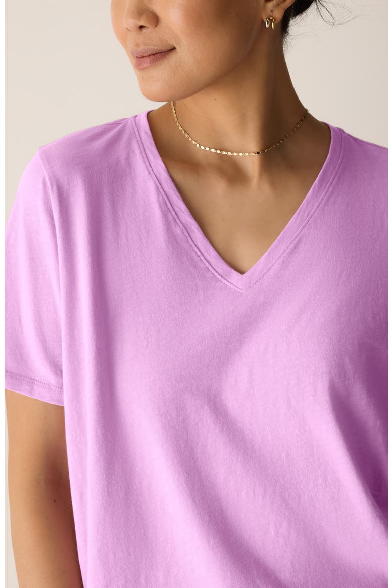 Easy V-Neck Organic Cotton T-Shirt, Alternate, color, BRIGHT ASTER