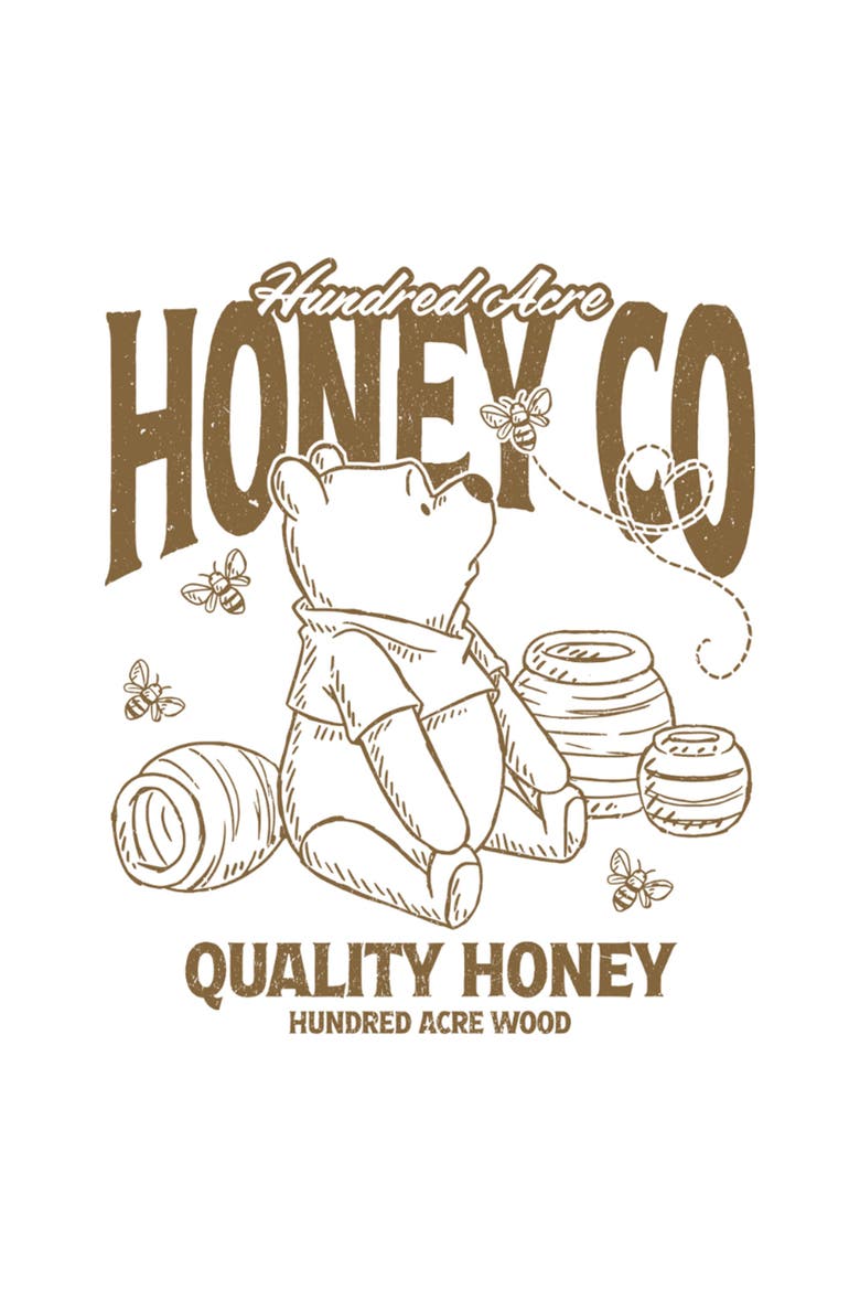 Girl's Winnie the Pooh Hundred Acre Quality Honey  Graphic T-Shirt, Alternate, color, White