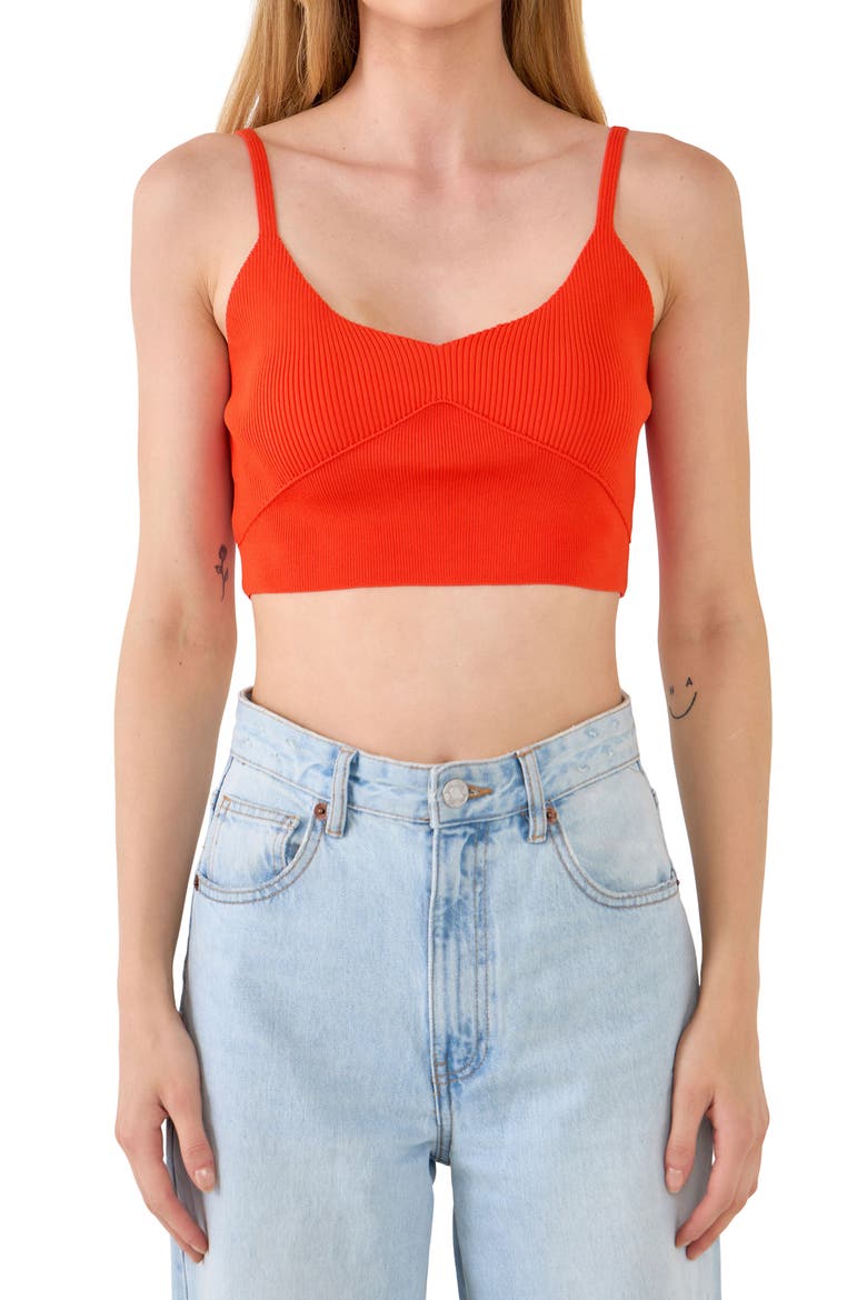 Knit Bralette Top, Main, color, ORANGE