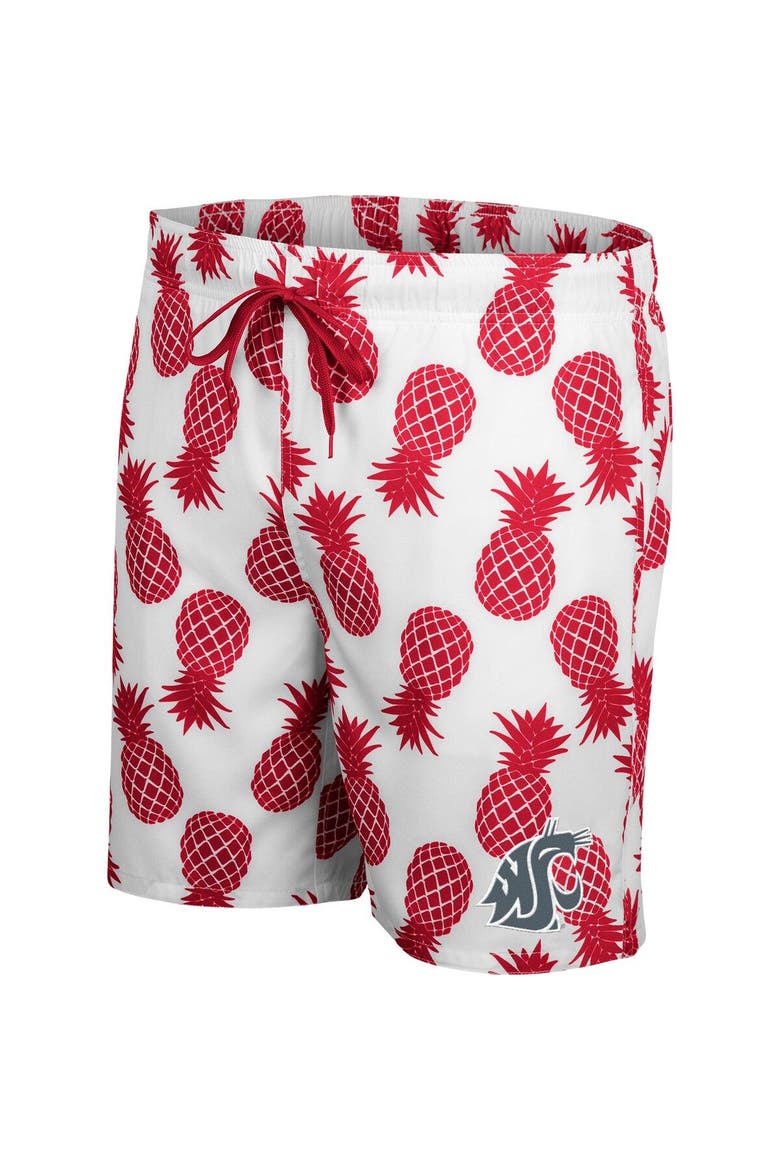 Men's Colosseum White/Crimson Washington State Cougars Pineapple Swim Shorts, Alternate, color, White