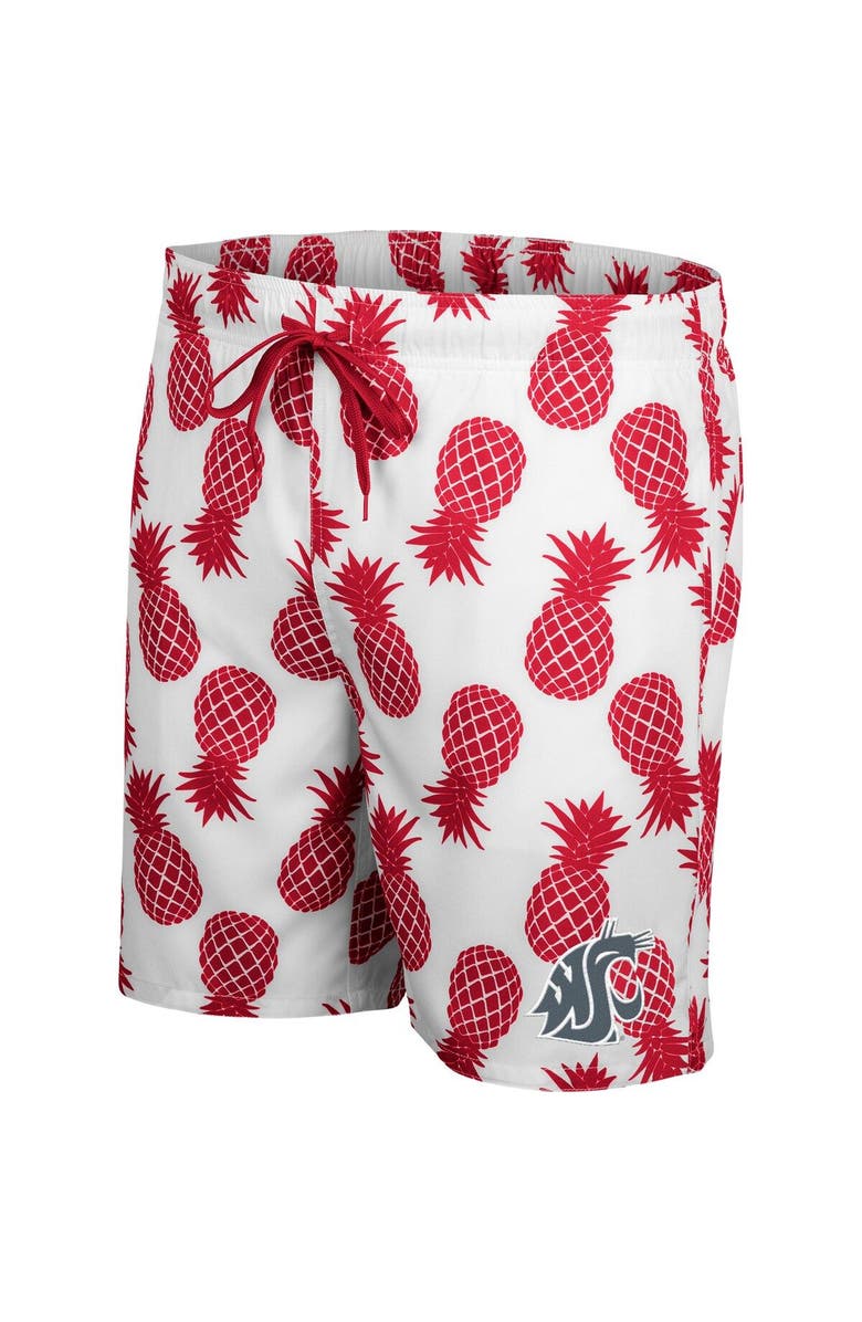 COLOSSEUM Men's Colosseum White/Crimson Washington State Cougars Pineapple Swim Shorts, Alternate, color, White