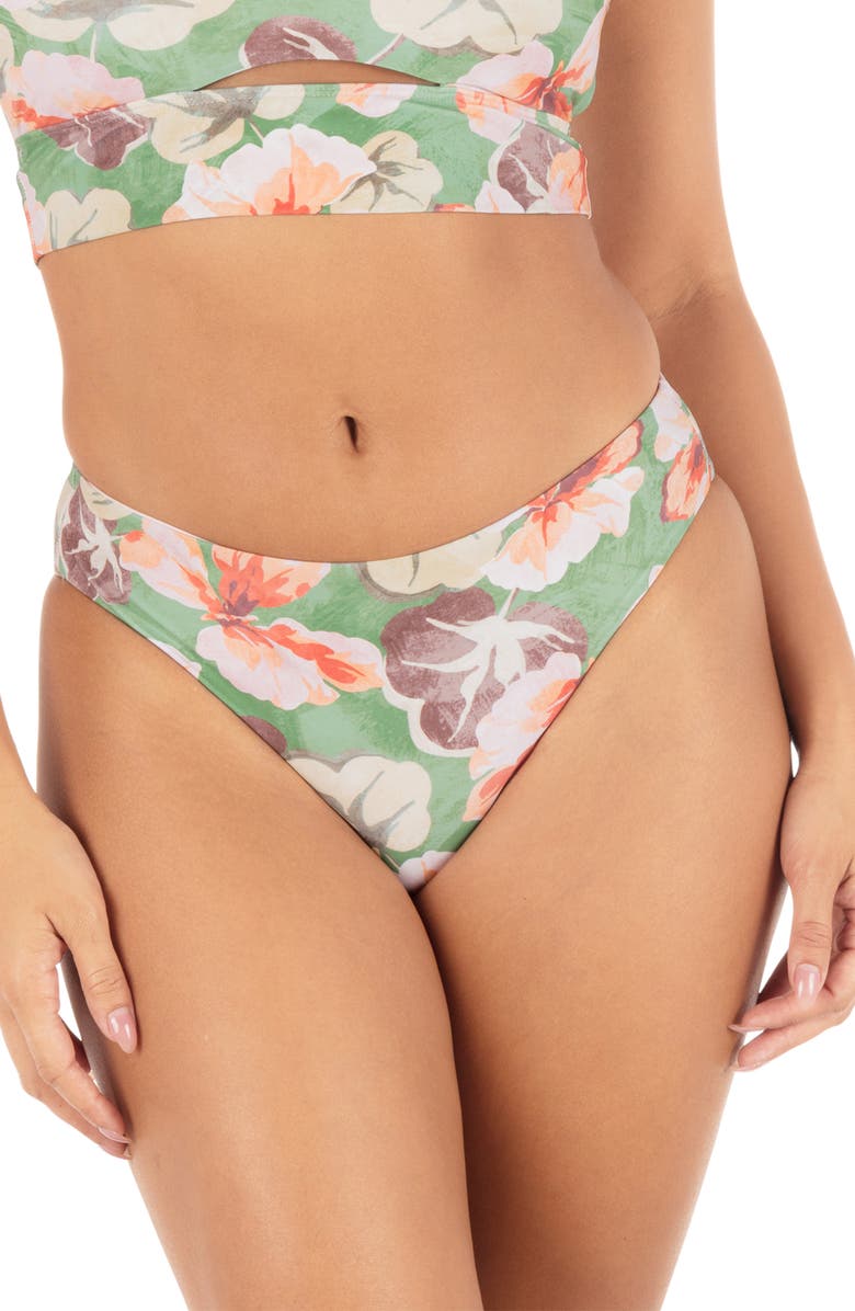 Hurley Gingko Cloud Bikini Bottom, Main, color, Seafoam Pink Floral