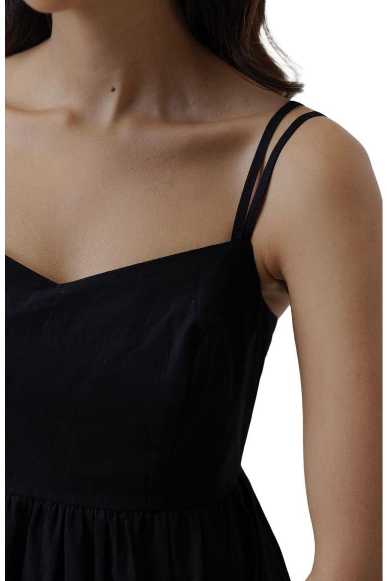 Strappy Gathered Midi Dress, Alternate, color, Black