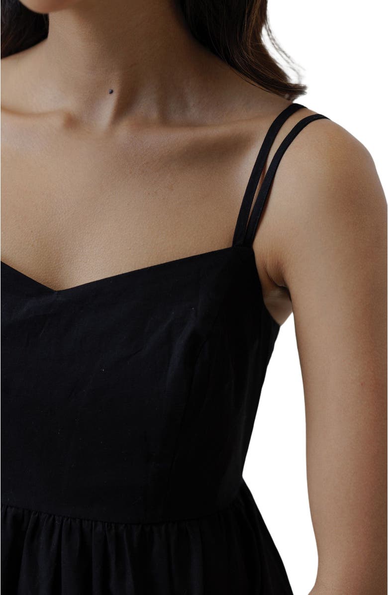 Reistor Strappy Gathered Midi Dress, Alternate, color, Black