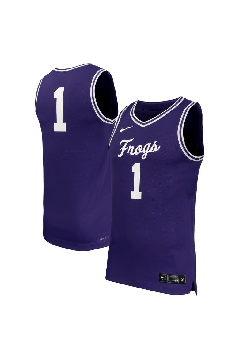 Men's Nike #1 Purple TCU Horned Frogs Replica Basketball Jersey, Main, color, Purple