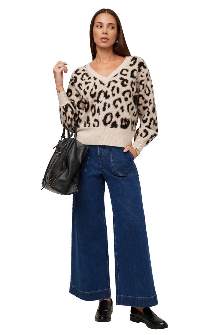 Elodie Blouson Sleeve Sweater, Alternate, color, LEOPARD