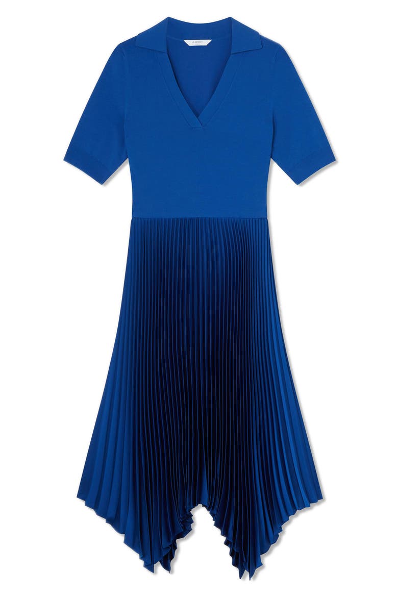 Lorna Handkerchief Hem Pleated Dress, Alternate, color, BLUE