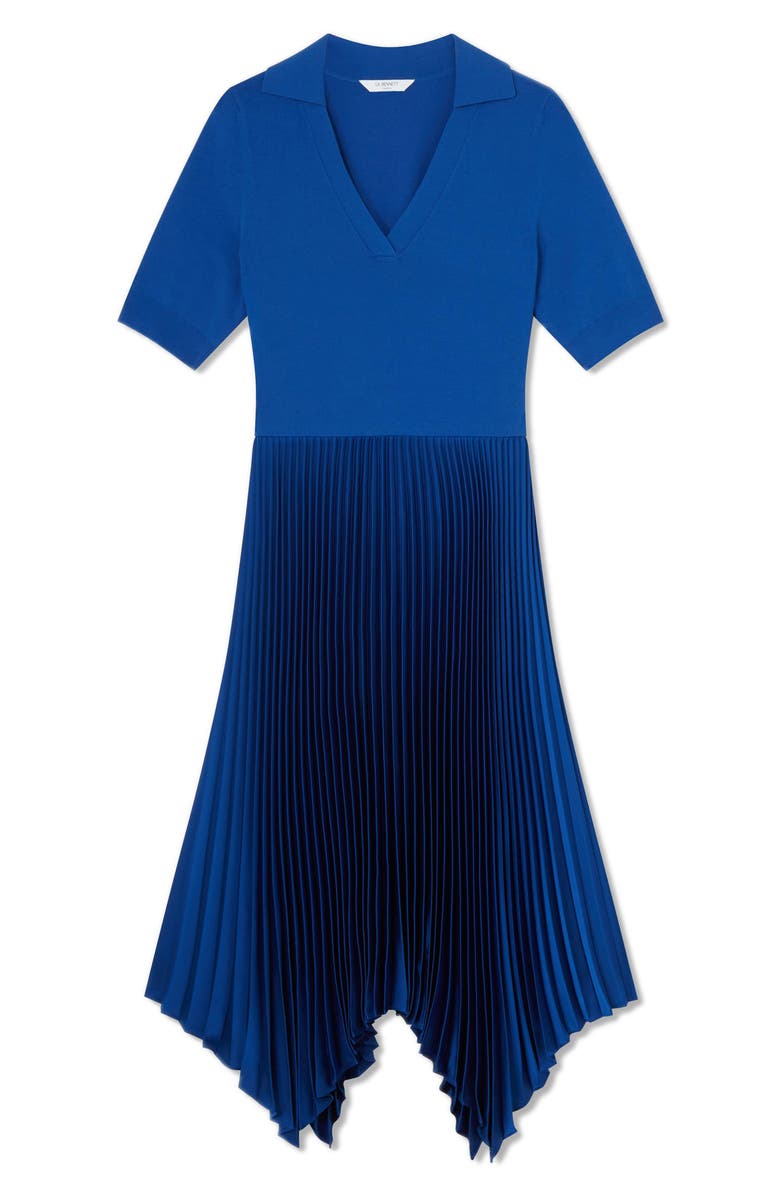 LK Bennett Lorna Handkerchief Hem Pleated Dress, Alternate, color, Blue
