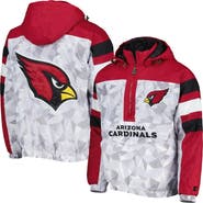 STARTER Men's Starter White/Cardinal Arizona Cardinals Thursday Night Gridiron Raglan Half-Zip Hooded Jacket