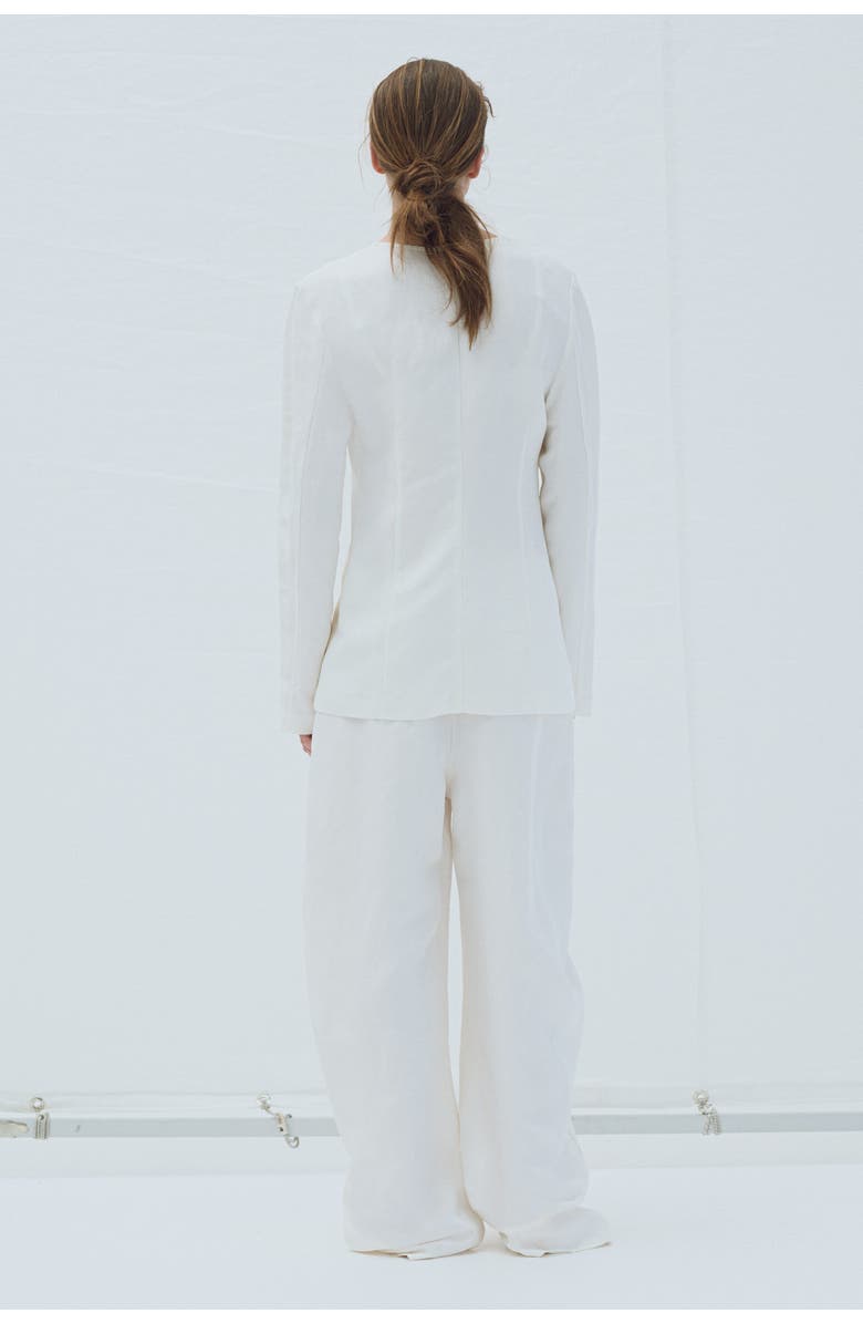 H&M Tie-front Linen-blend Blazer, Alternate, color, White