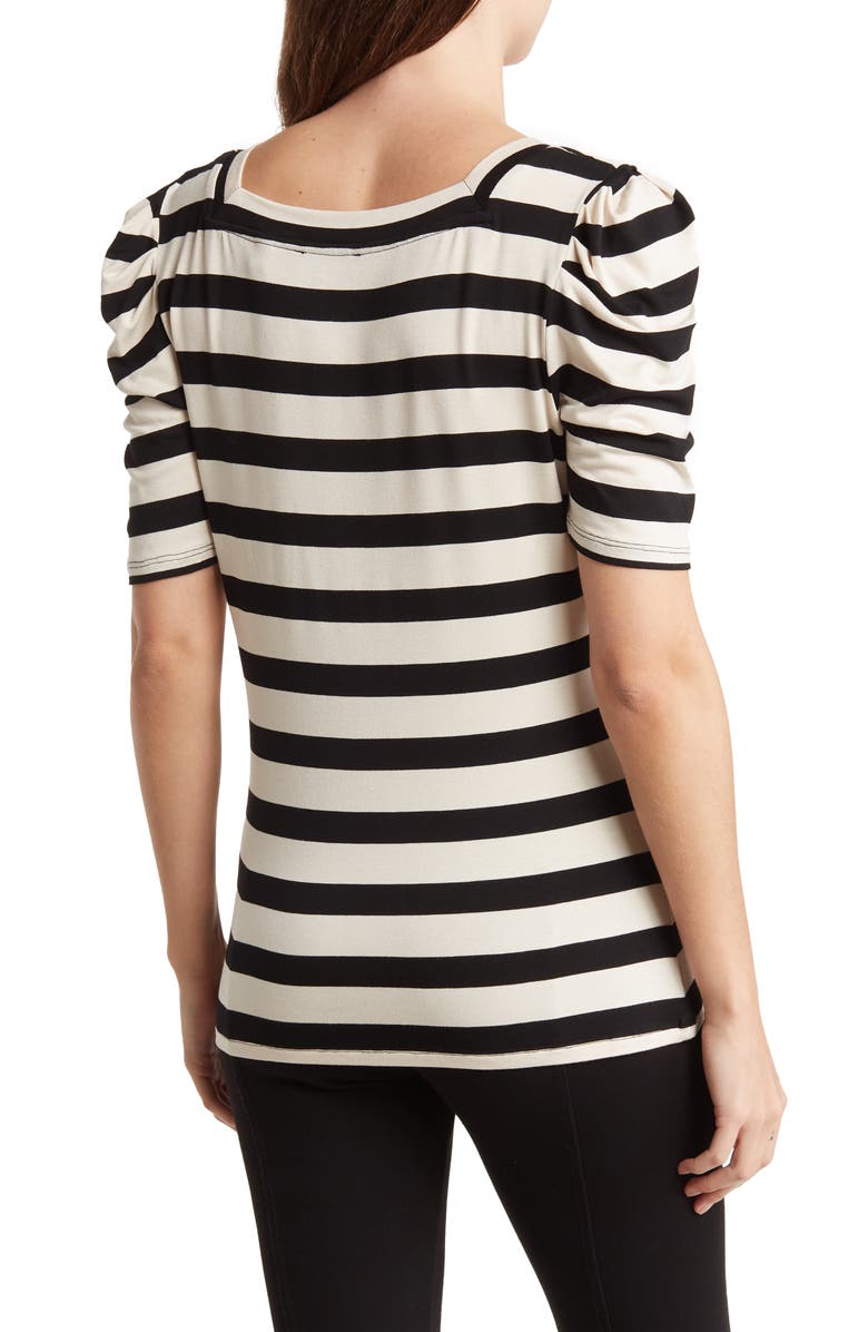 T Tahari Elbow Sleeve Square Neck Top, Alternate, color, 