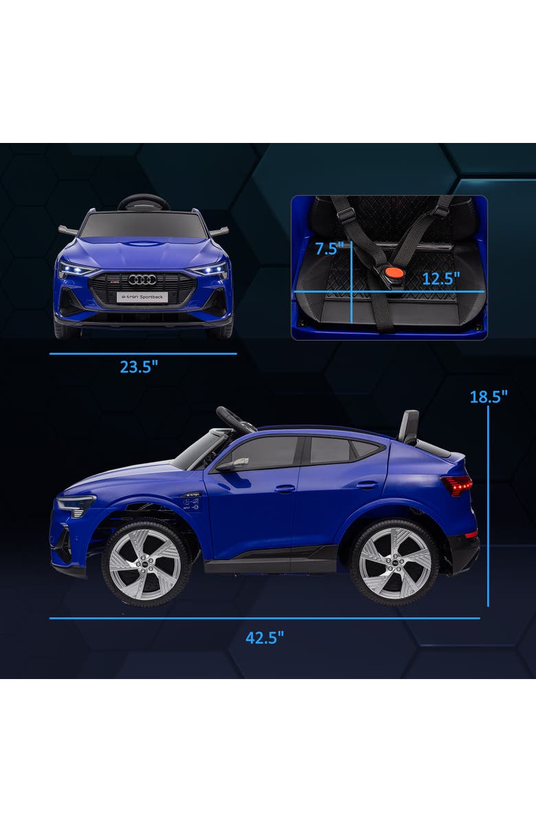 Aosom 12V Kids Electric Audi Sports Car with Parent Remote Control, Lights, Music, Horn, Alternate, color, Blue