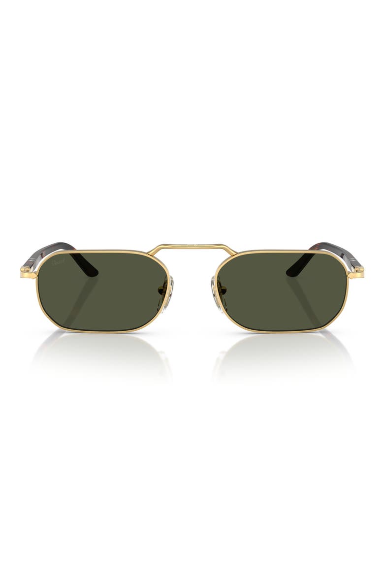 57mm Polarized Rectangular Sunglasses, Main, color, GOLD/ GREEN