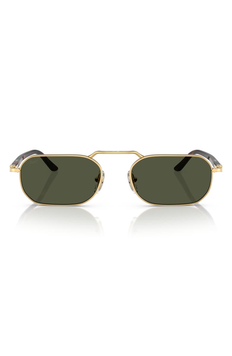 Persol 57mm Polarized Rectangular Sunglasses, Main, color, Gold/ Green