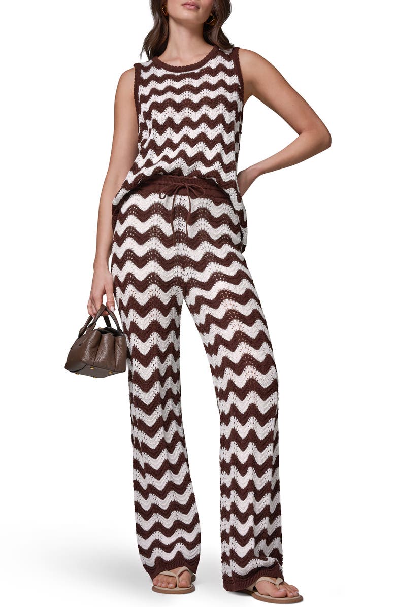 Donna Karan New York Scallop Stripe Pointelle Pants, Alternate, color, Canyon/ Cream