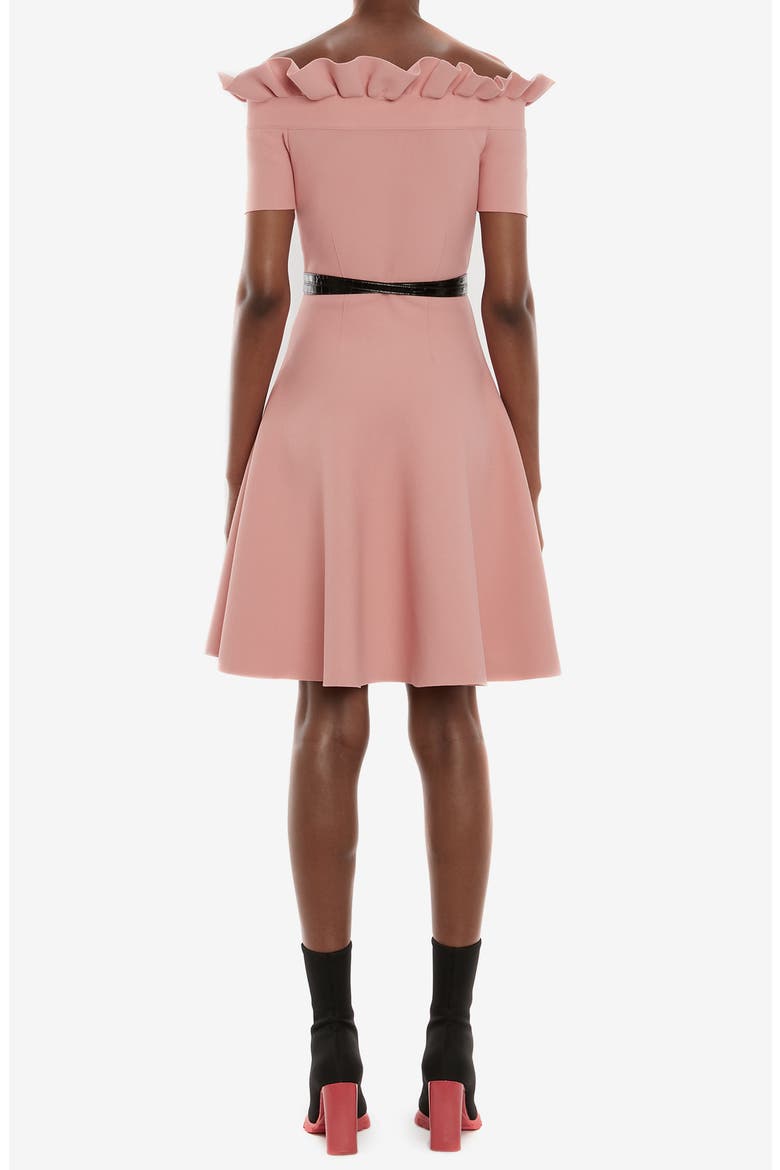 Alexander McQueen Off the Shoulder Skater Dress, Alternate, color, ANEMONE