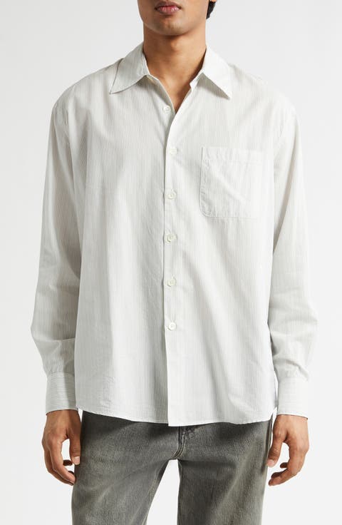 Above Stripe Cotton Blend Button-Up Shirt