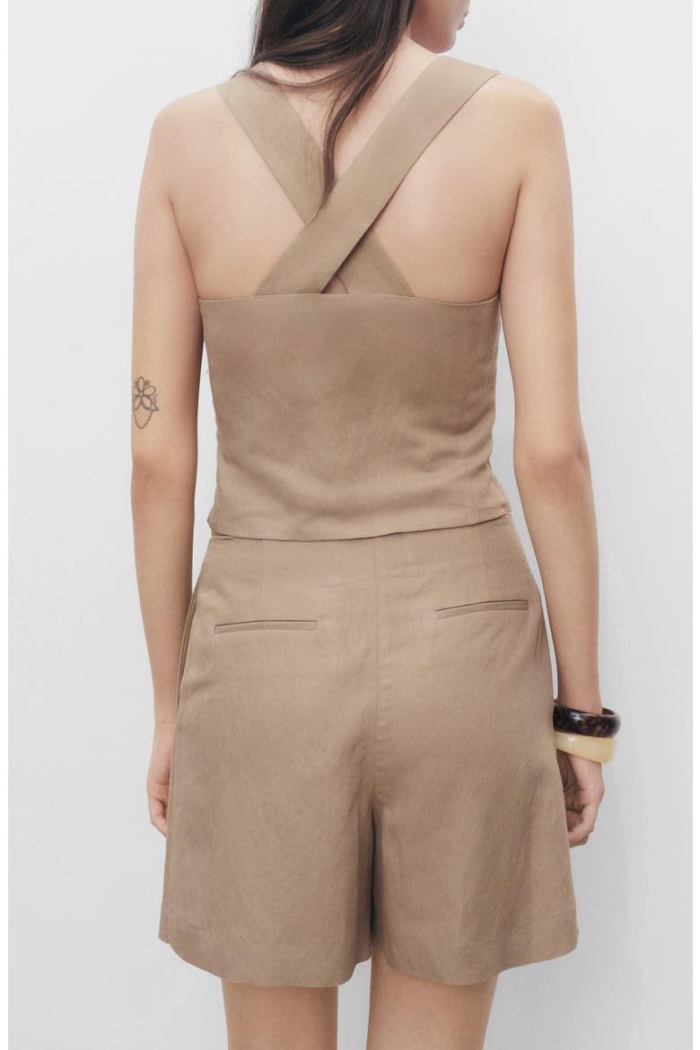 Linen & Cotton Blend Crop Top, Alternate, color, BROWN