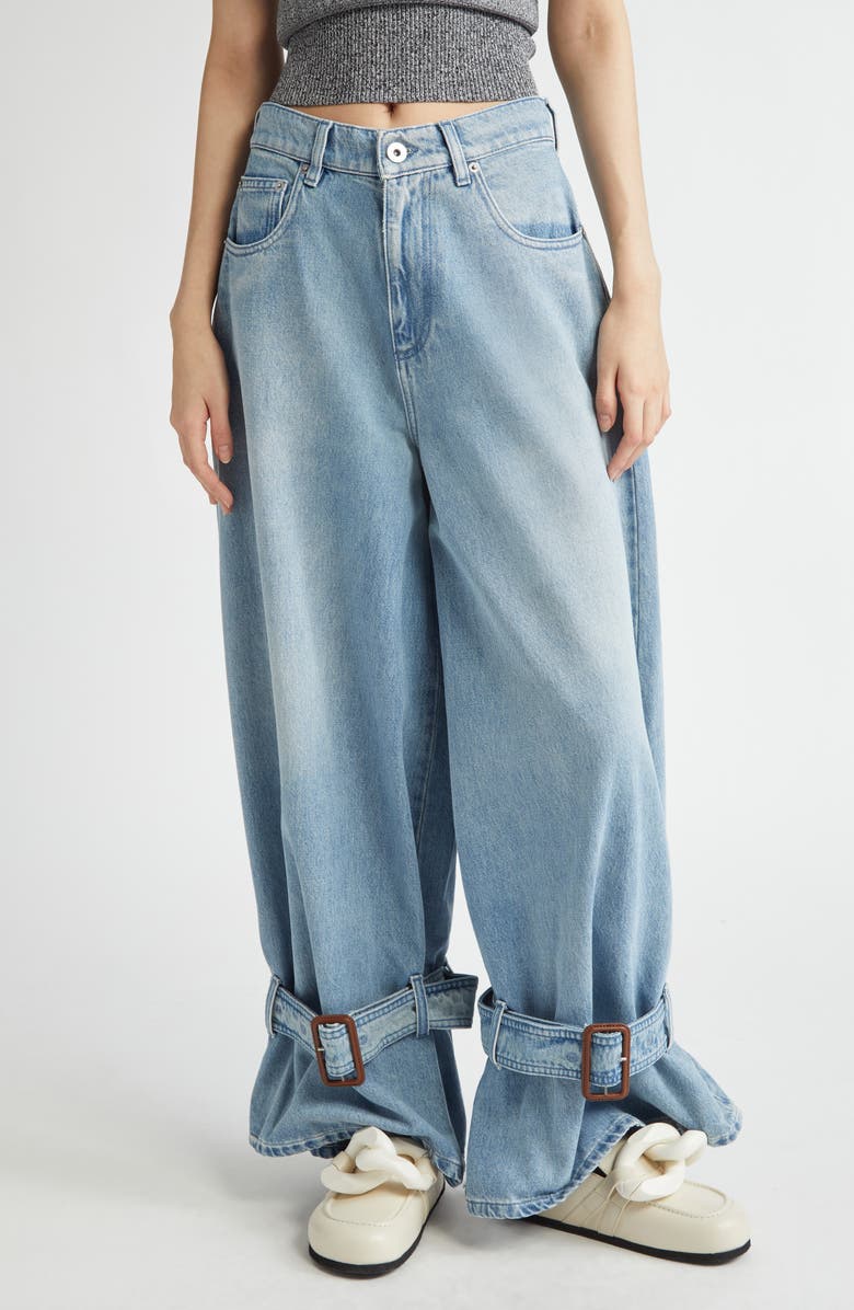 JW Anderson Buckled Cuff High Waist Wide Leg Jeans, Main, color,