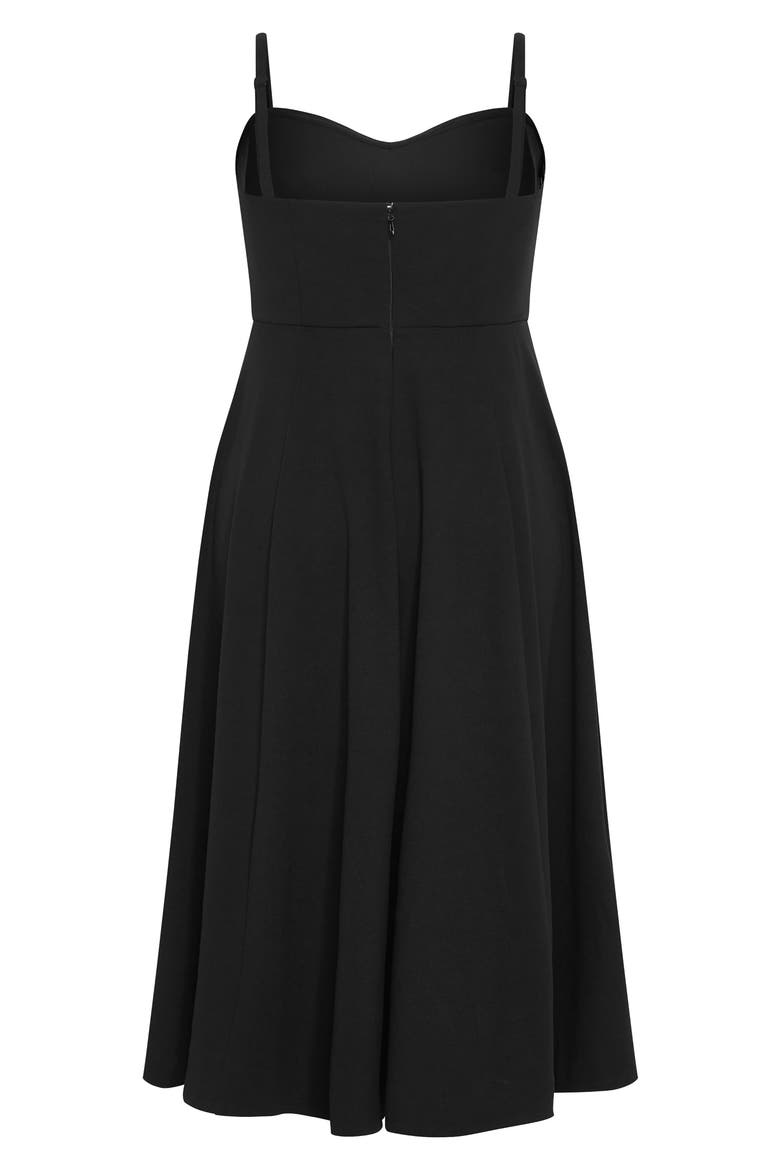 Bailee Sweetheart Neck Midi Dress, Alternate, color, BLACK