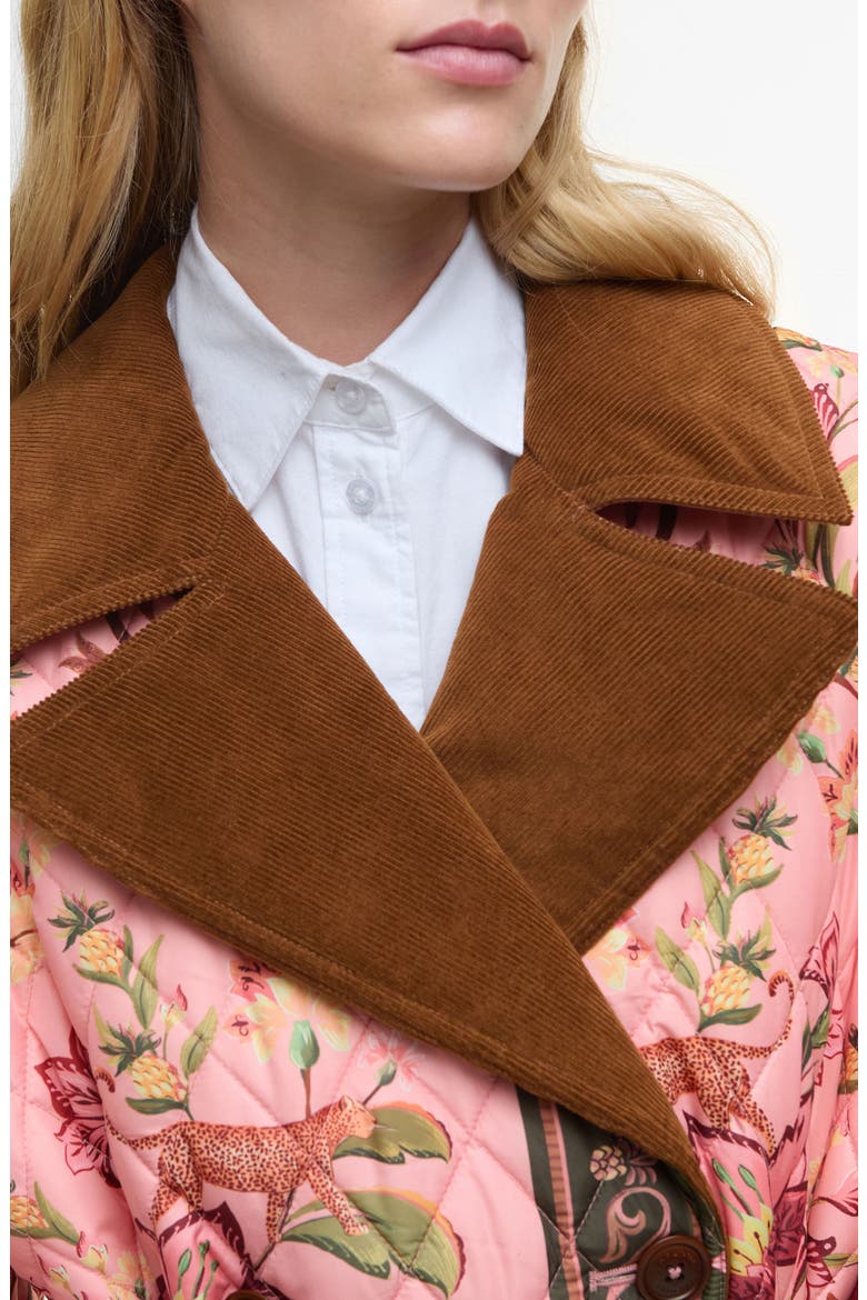 x FARM Rio Cami Quilted Coat, Alternate, color, TROPICAL/BEIGE HEART