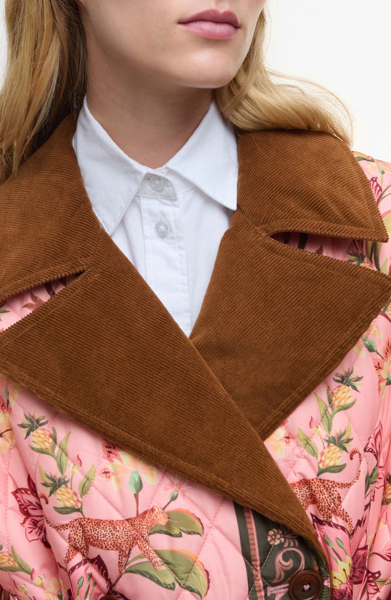 Barbour x FARM Rio Cami Quilted Coat, Alternate, color, Tropical / Beige Heart Print