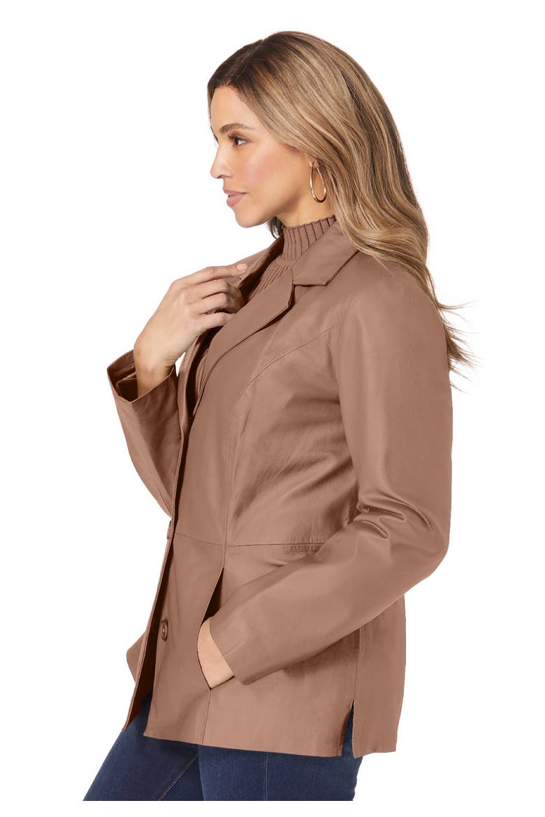 Leather Blazer, Alternate, color, CREAMY MOCHA