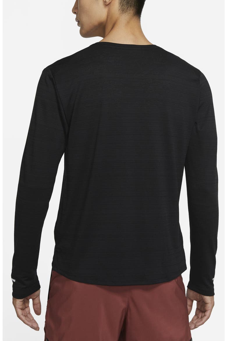 Dri-FIT Miler Men's Long Sleeve Running T-Shirt, Alternate, color, BLACK