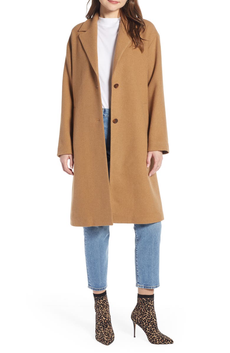 Something Navy Longline Camel Coat, Main, color,