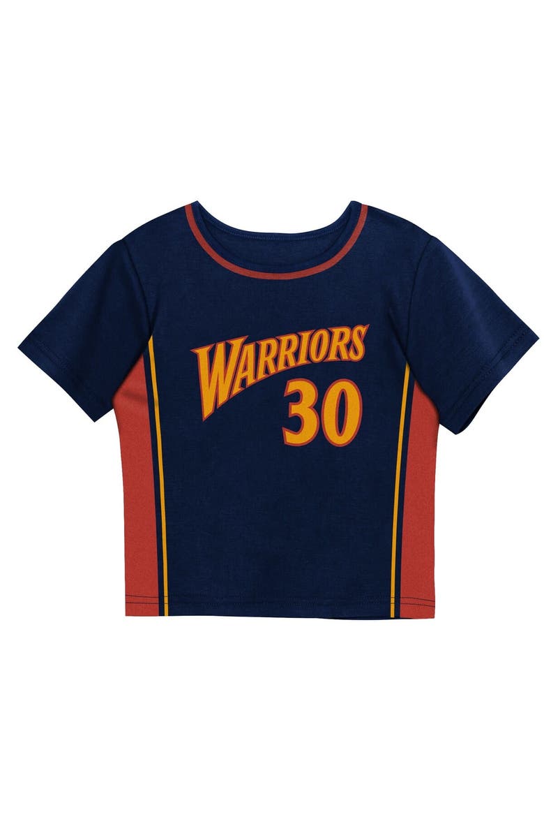 Preschool Mitchell & Ness Stephen Curry Navy Golden State Warriors Play by Place Two-Pack T-Shirt & Shorts Set, Alternate, color, Navy