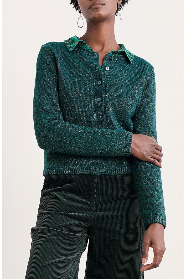 Tern Tide Sparkle Merino Wool Blend Cardigan, Main, color, KNIT MELANGE DARK WRECKAGE
