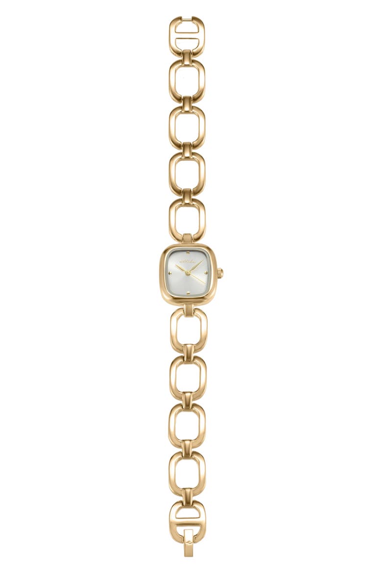 Square Link Bracelet Watch, Alternate, color, VANILLA AND GOLD