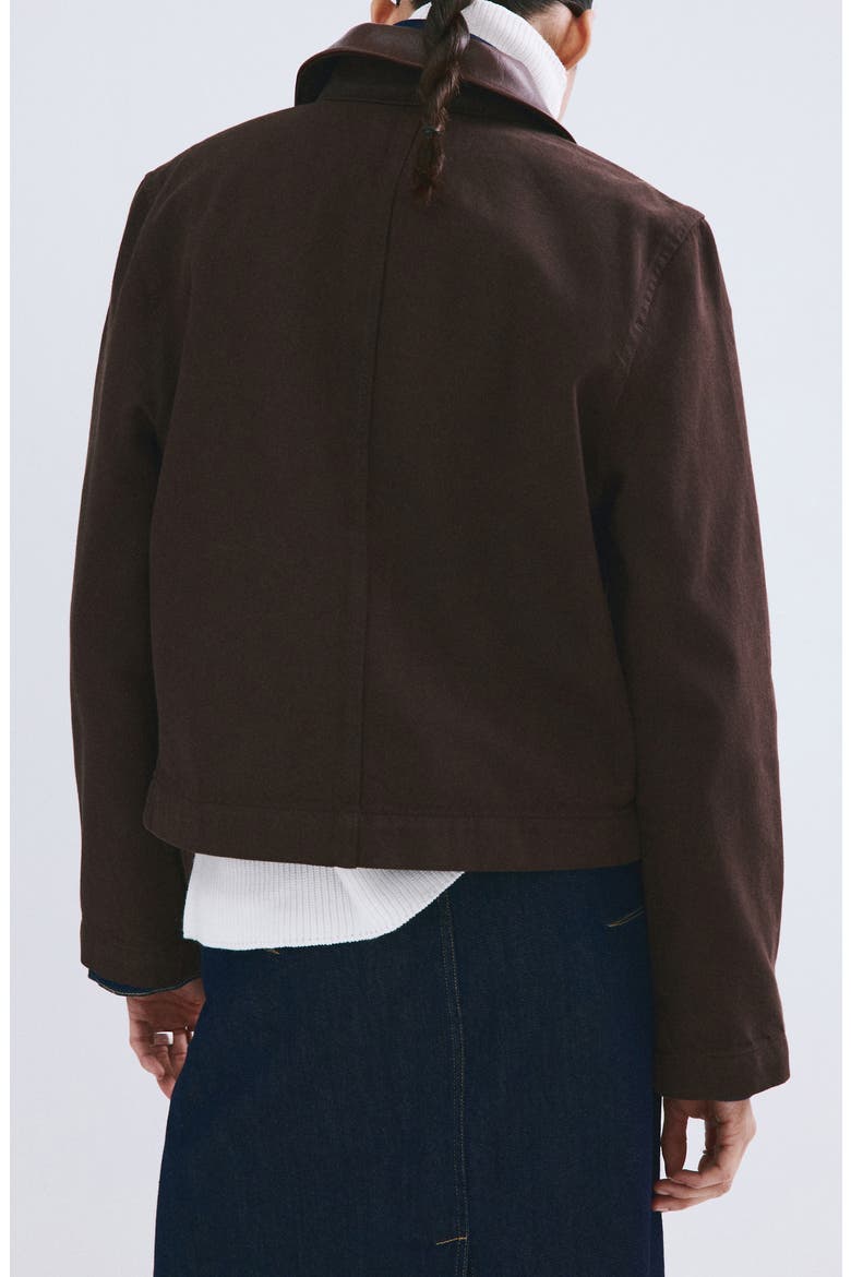 Denim & Faux Leather Barn Jacket, Alternate, color, CHOCOLATE