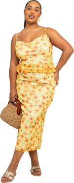 FASHION-SZN CURVE Floral Print Peplum Midi Dress