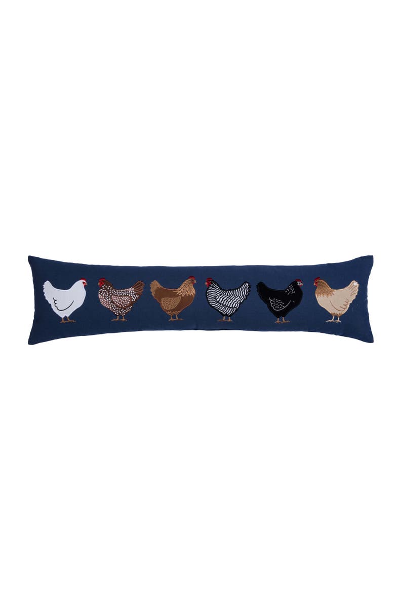 C&F Home Chicken Hen Breeds Oblong Embroidered Throw Pillow, 8" x 30", Main, color, Blue