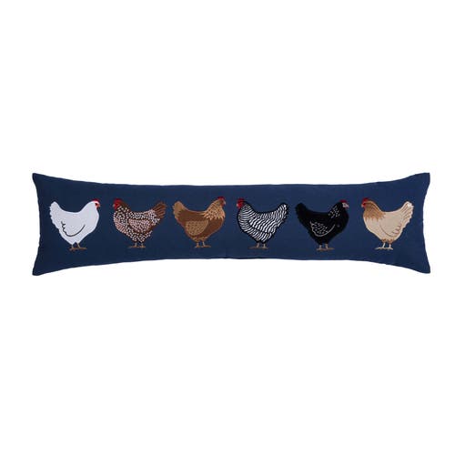 C & F Home C&f Home Chicken Hen Breeds Oblong Embroidered Throw Pillow, 8" X 30" In Blue