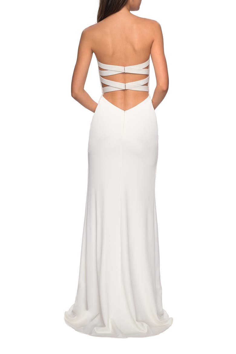 Strapless Jersey Evening Dress, Alternate, color, WHITE