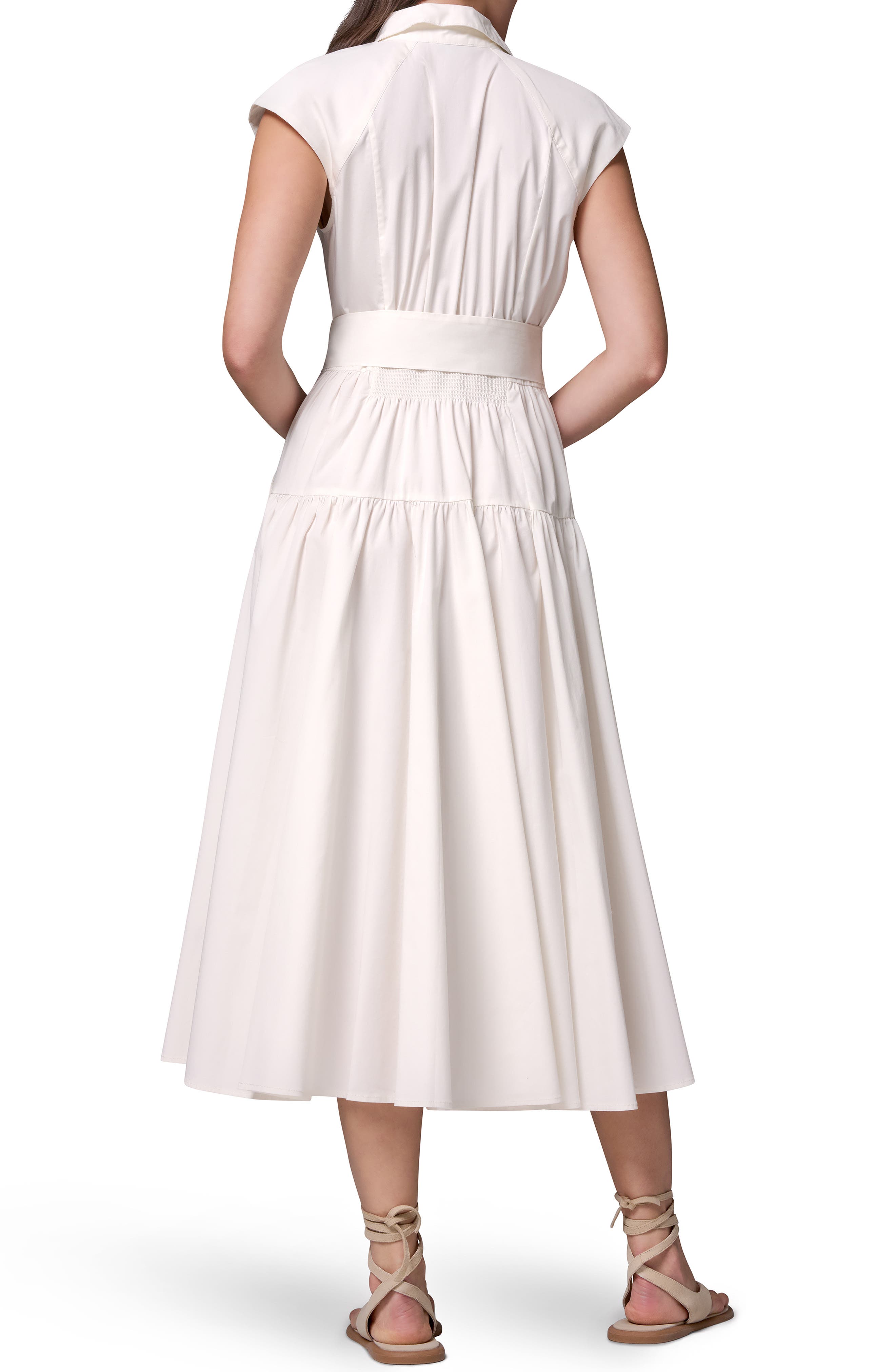 Tie Waist Stretch Poplin Midi Dress - image 4