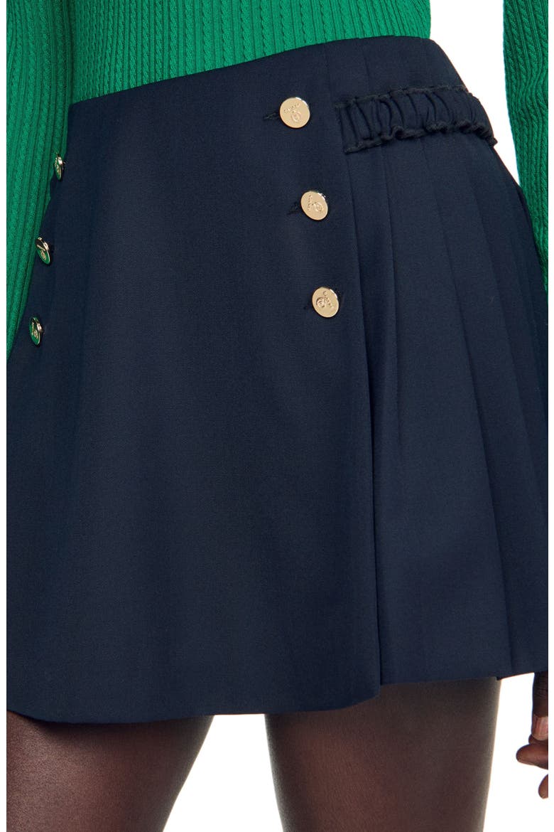 Wool Skort With Buttons, Alternate, color, Navy blue