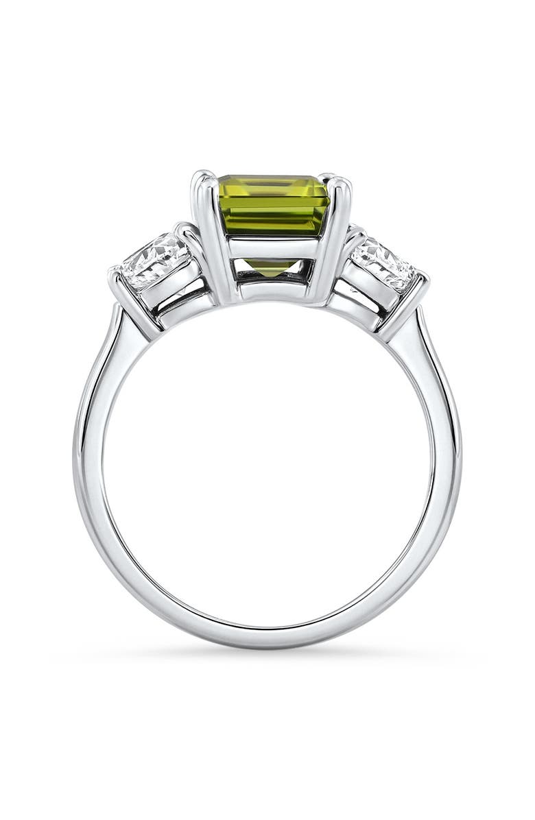 Bliss Diamond 4.15Ct Emerald Peridot & Heart Diamond Ring 14k Gold, Alternate, color, 14K White Gold