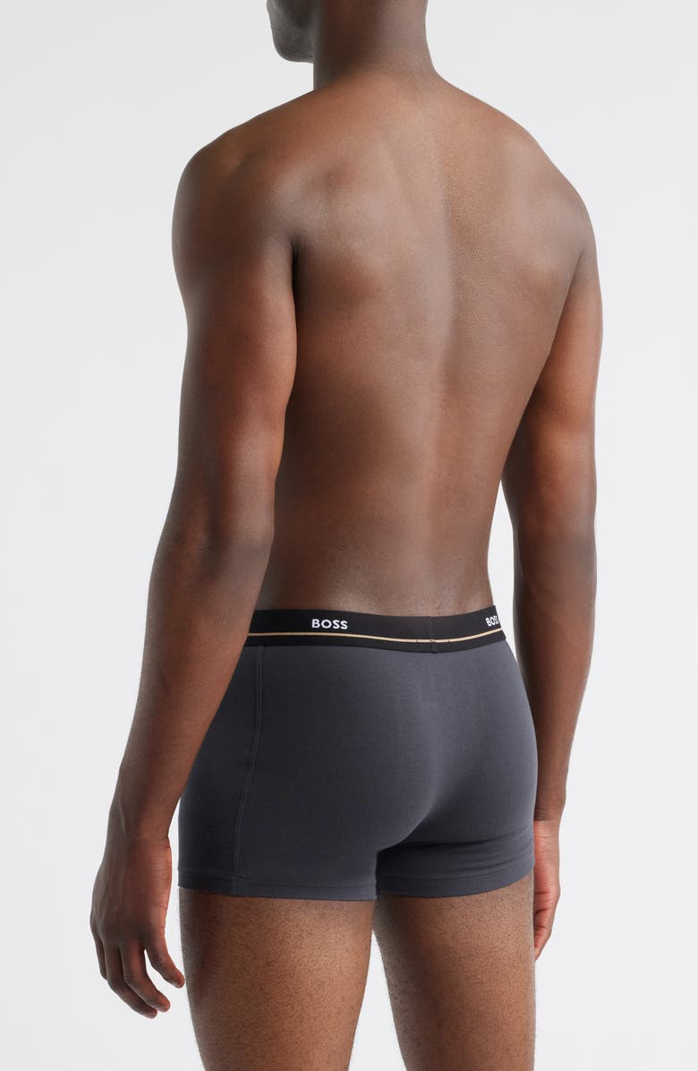 BOSS 5-Pack Essential Stretch Cotton Trunks, Alternate, color, Grey/ Black/ Blue/ Green Asst.