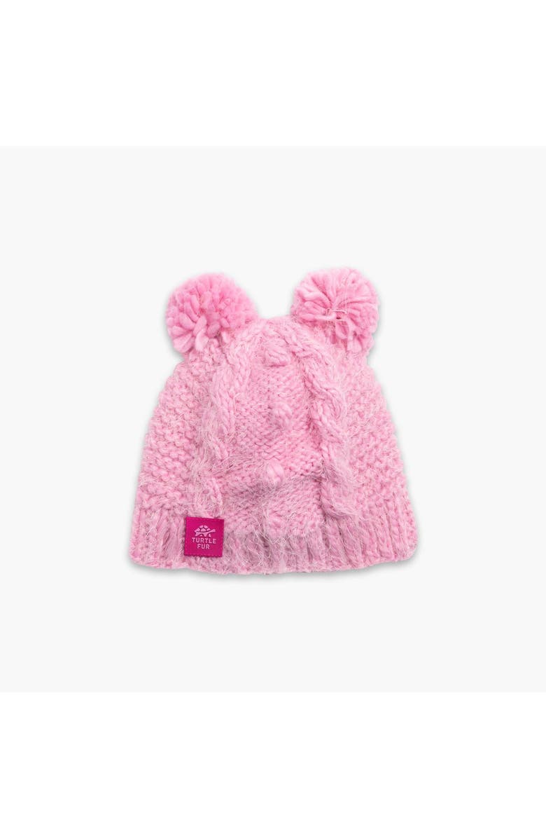 Turtle Fur Kids Fluff Balls Pom Pom Winter Hat, Main, color, Bubble Gum