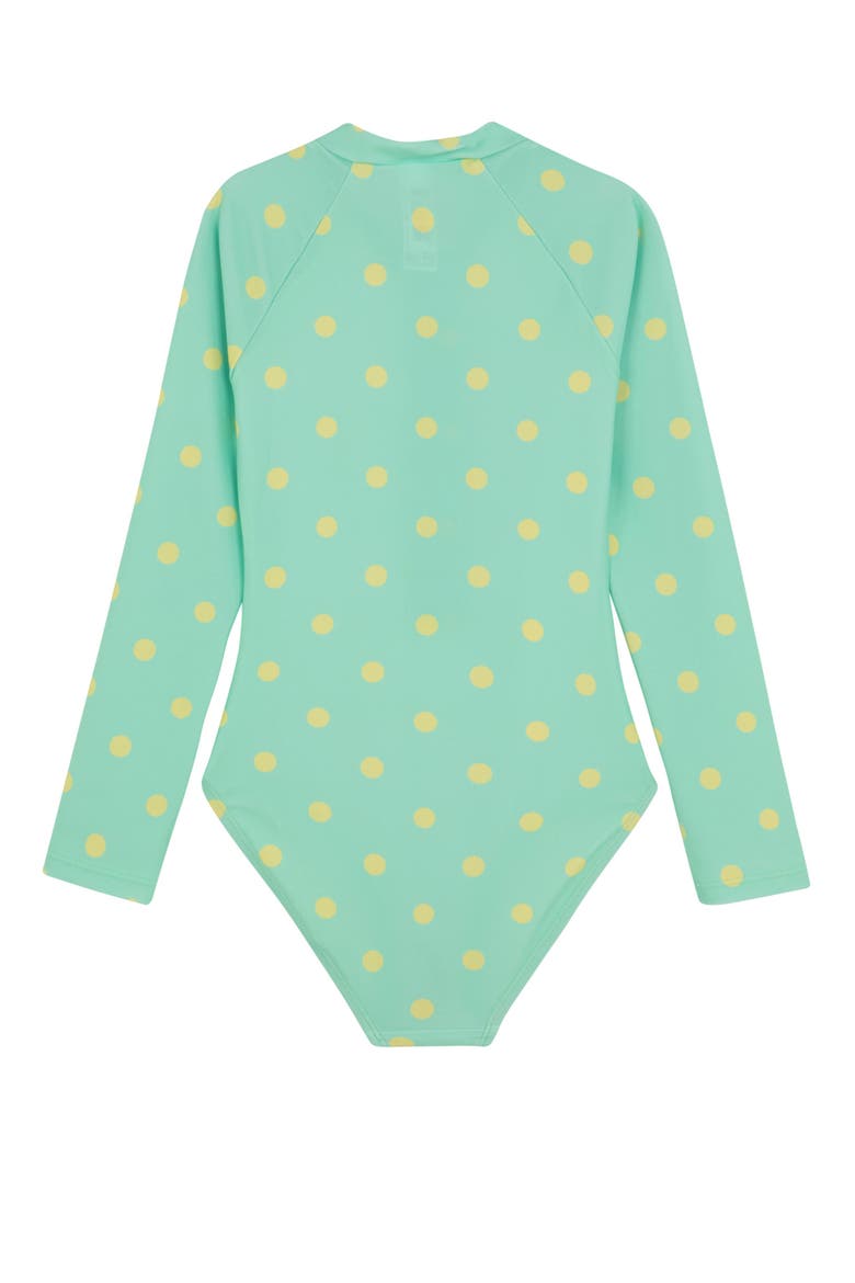 Dot Dot Dot Long Sleeve Zip Front One Piece, Alternate, color, Green