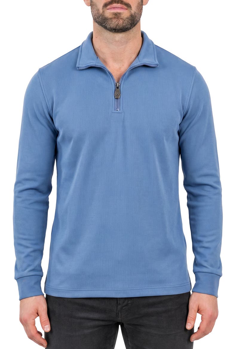Mercerized Cotton Quarter Zip Sweater, Main, color, BLUE
