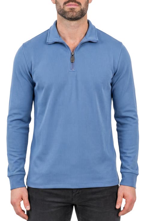 Mercerized Cotton Quarter Zip Sweater