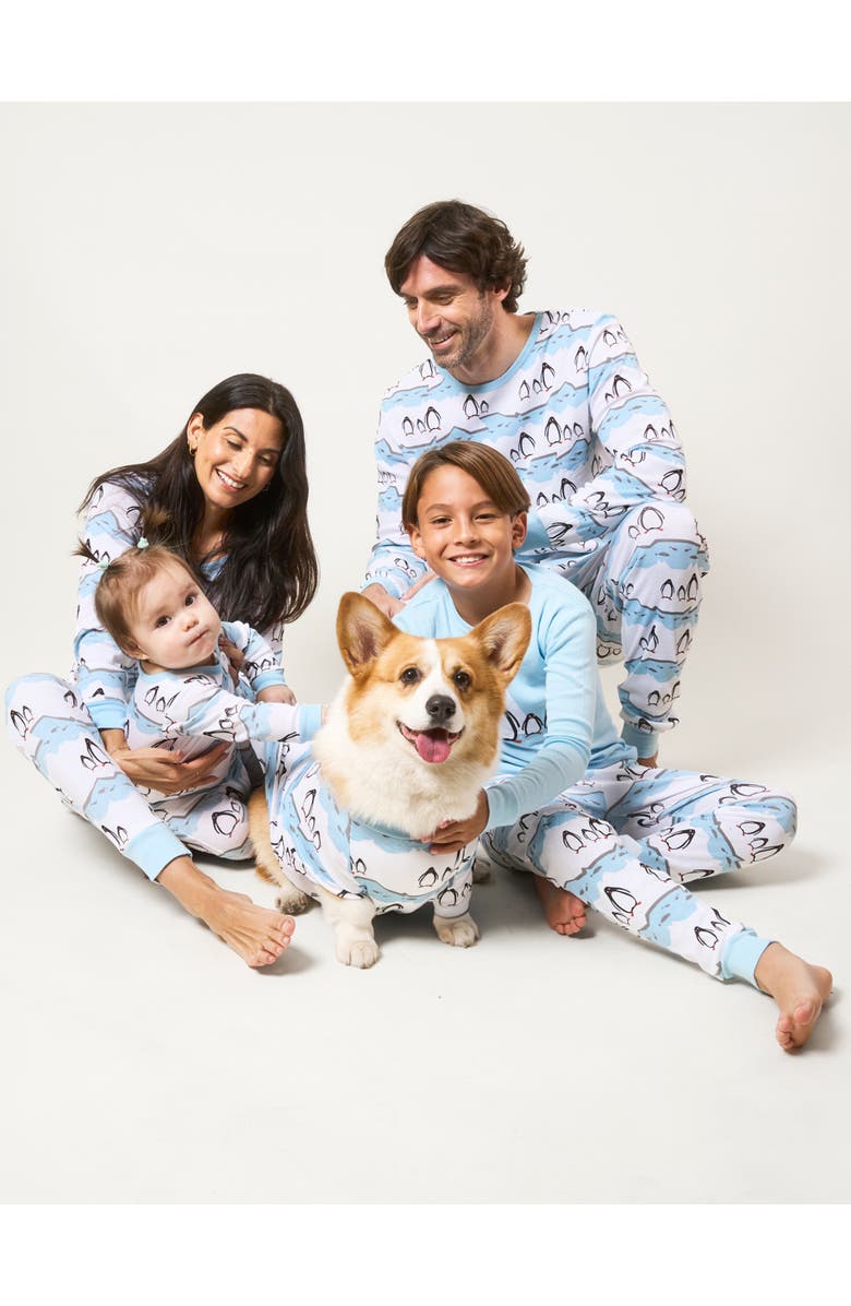 Leveret Kids Footed Printed Cotton Matching Family Holiday Pajamas, Argyles & Holiday Prints, Alternate, color, Penguin