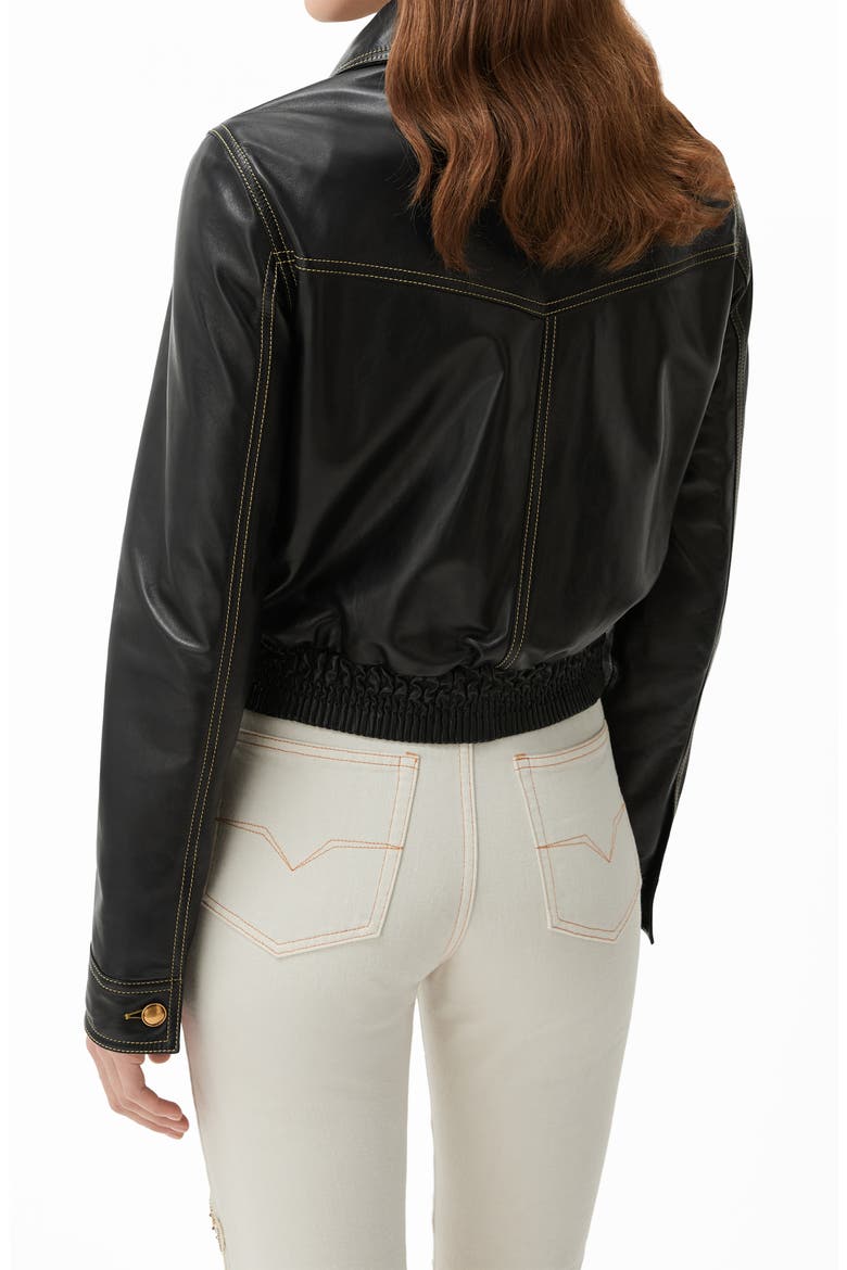 Piuma Lambskin Leather Jacket, Alternate, color, BLACK
