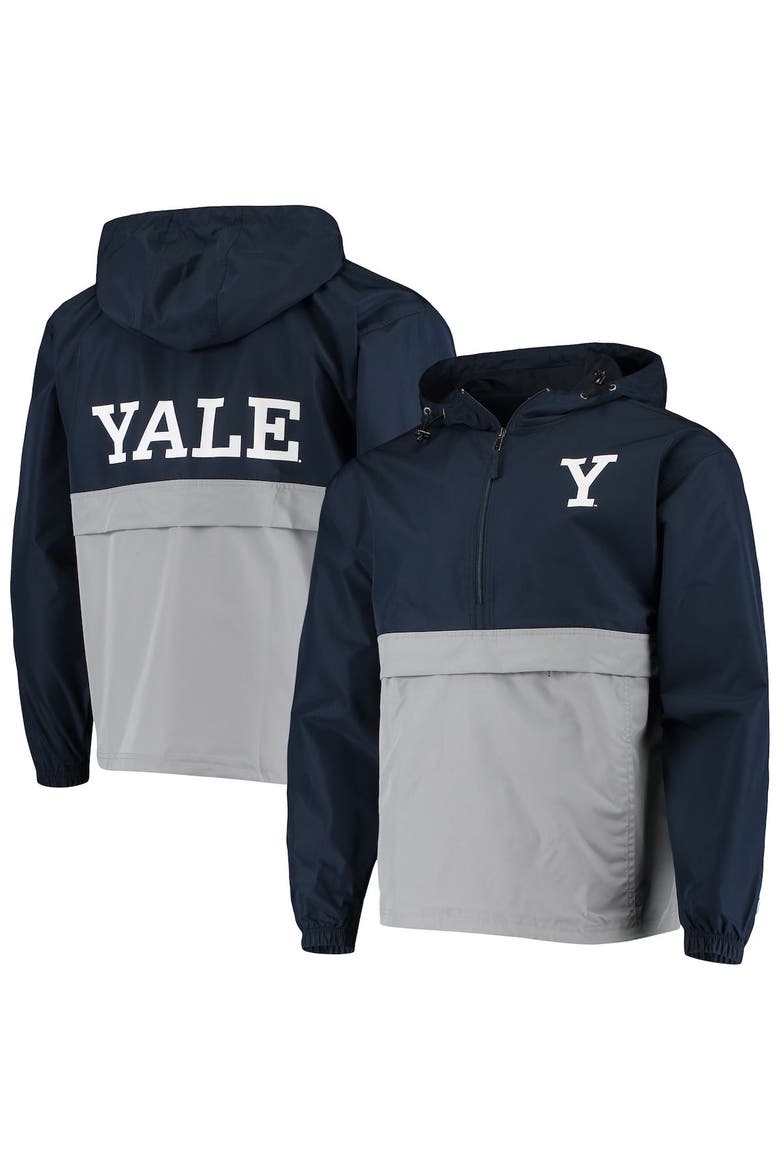 Men's Champion Navy Yale Bulldogs Color Blocked Packable Half-Zip Jacket, Main, color, Navy