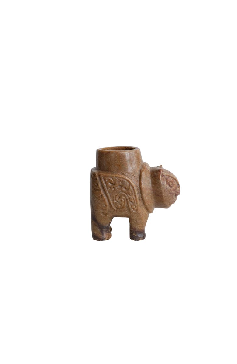 Storied Home Global Carved Soapstone Animal Tealight Candle Holder, Main, color, Brown