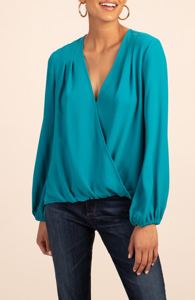 Trina Turk Bask Faux Wrap Top, Main, color,
